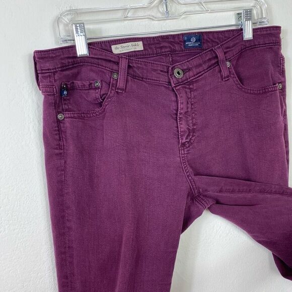 AG Adriano Goldschmied Purple Stevie Ankle Cropped Slim Straight Jeans Size 32 - Picture 4 of 7